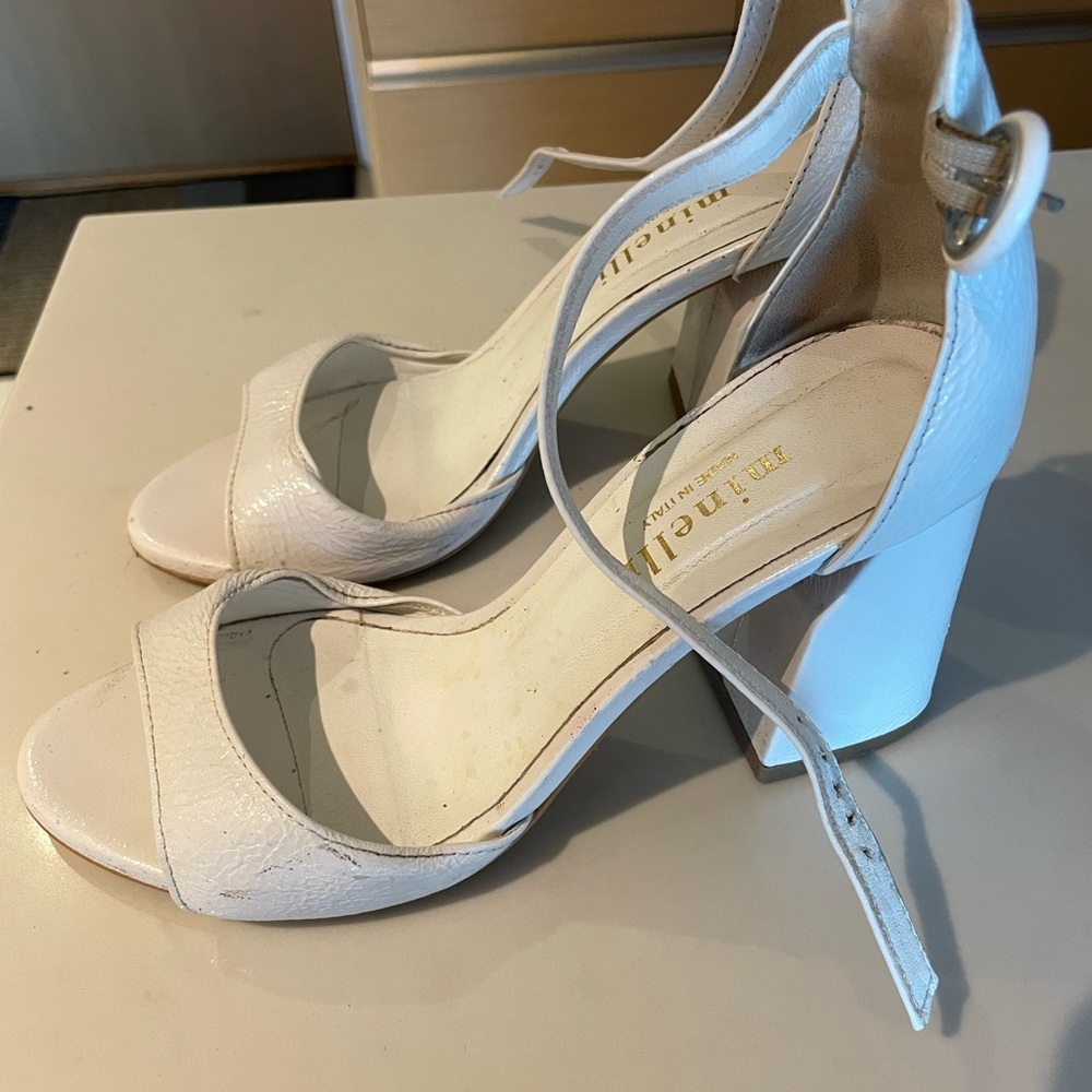 White chunky heels